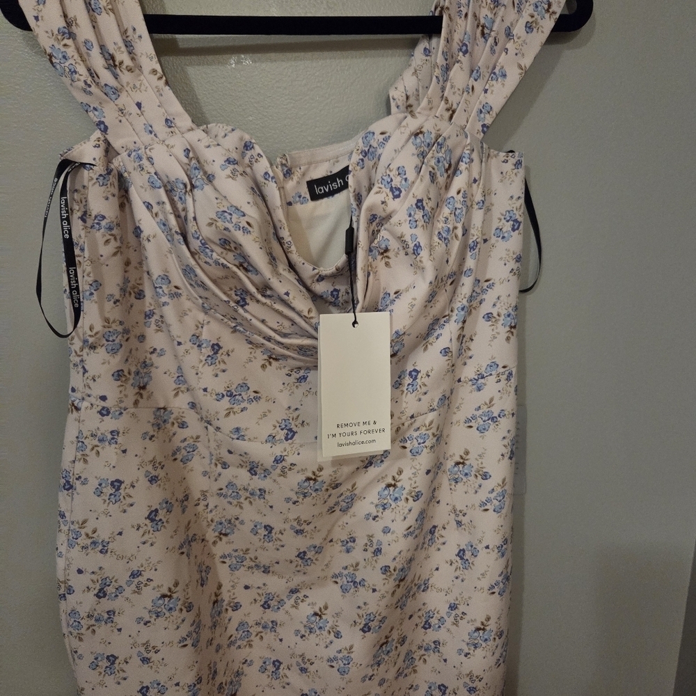 Lavish Alice Womens Retro Pin-up Girl Off The Shoulder White Floral Dress. Sz 12 - Picture 6 of 13
